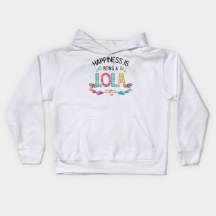 Happiness Is Being A Lola Wildflowers Valentines Mothers Day Kids Hoodie